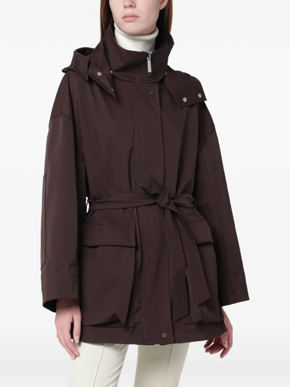 Herno hooded belted coat