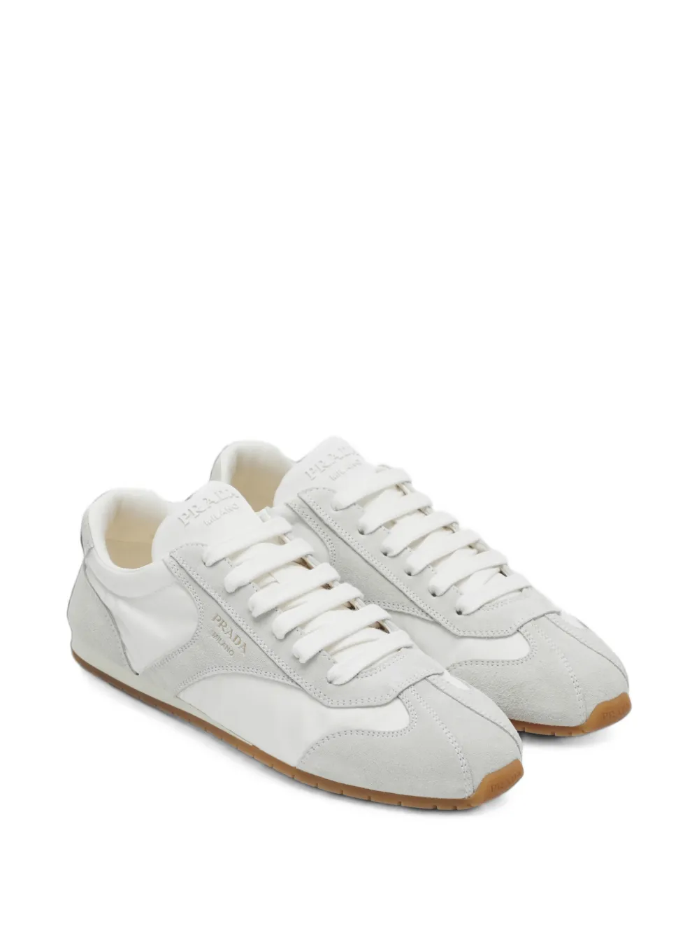 Prada suede-panelled sneakers Wit