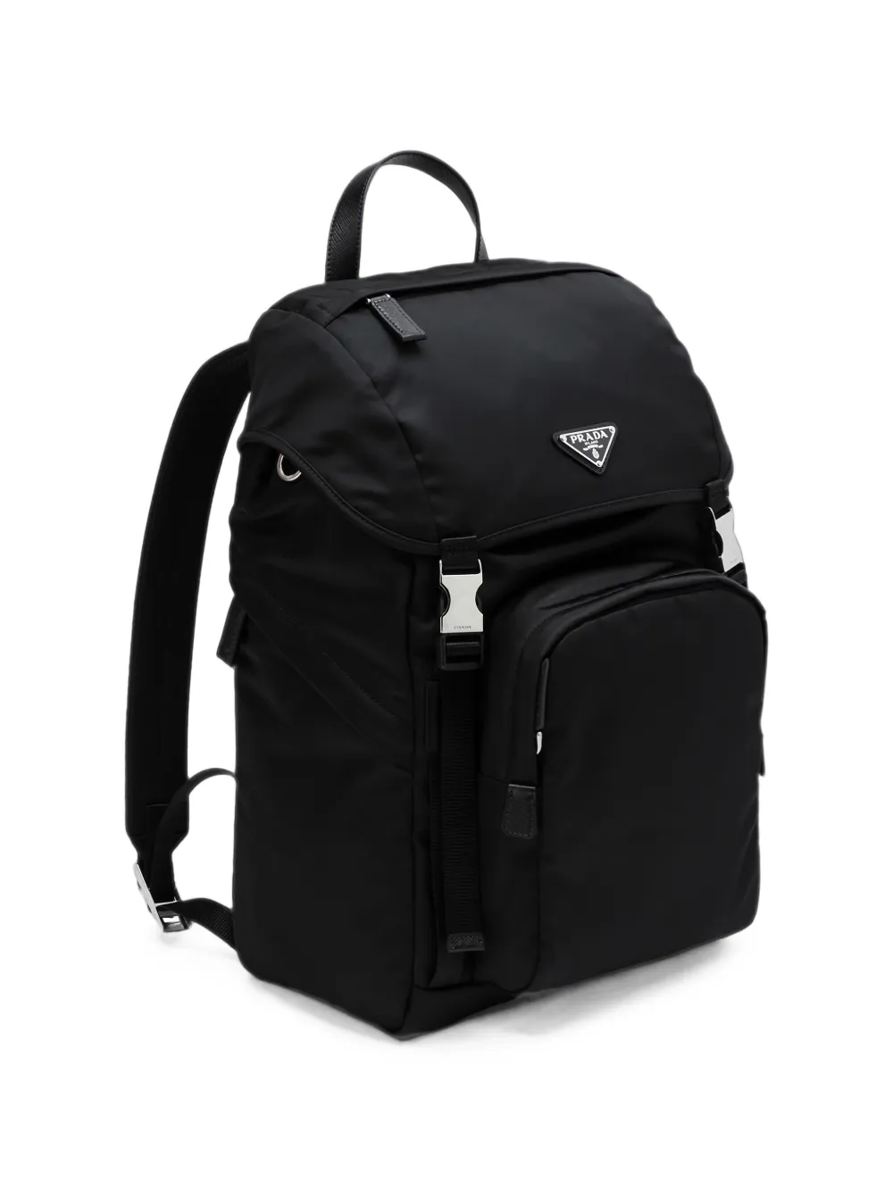 Prada Re-Nylon en Saffiano leren rugzak Zwart
