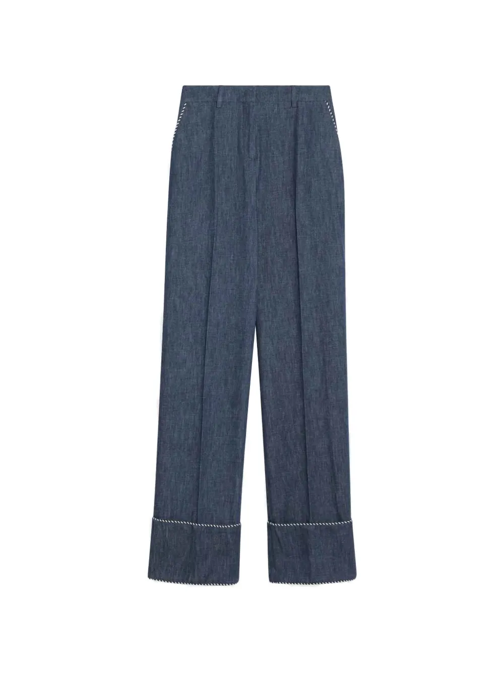 Valentino Garavani braided-trim turn-up jeans - Blu