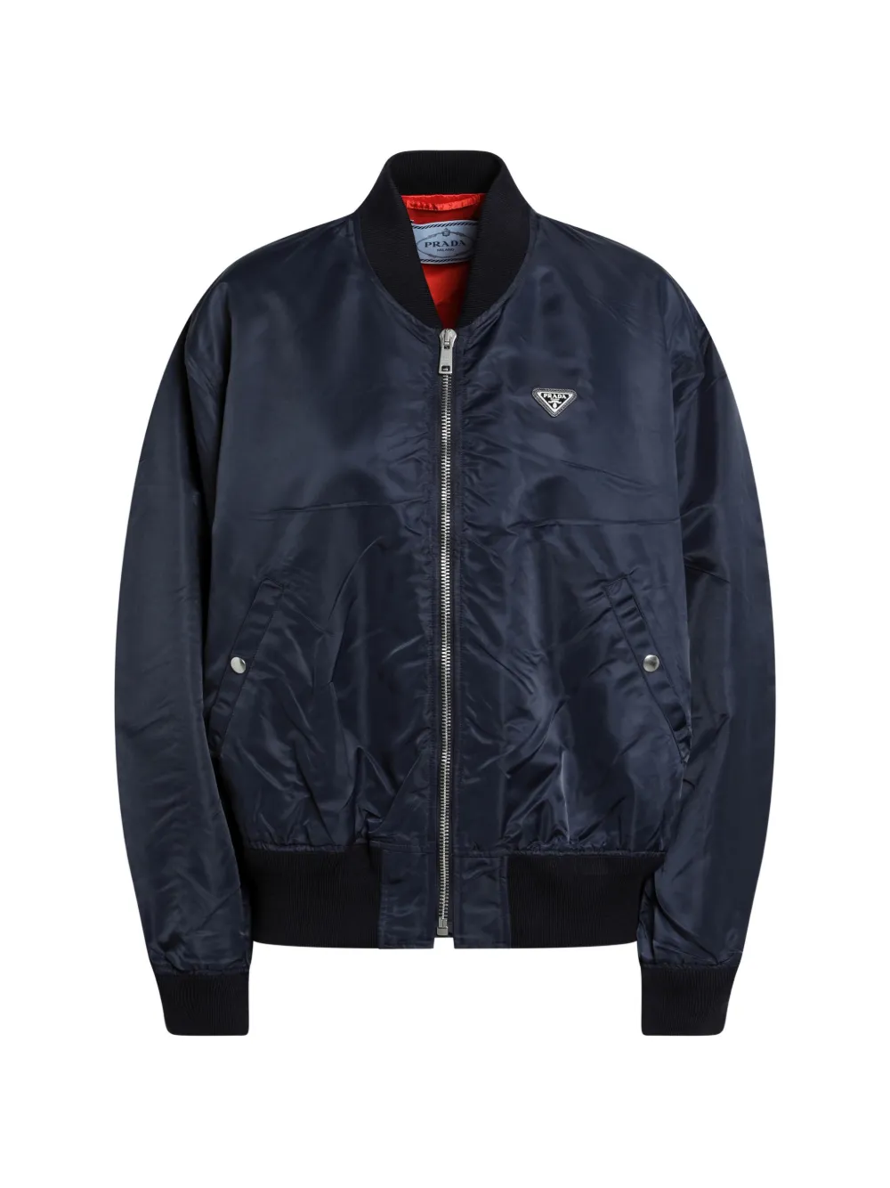 Prada logo-plaque bomber jacket - Blu