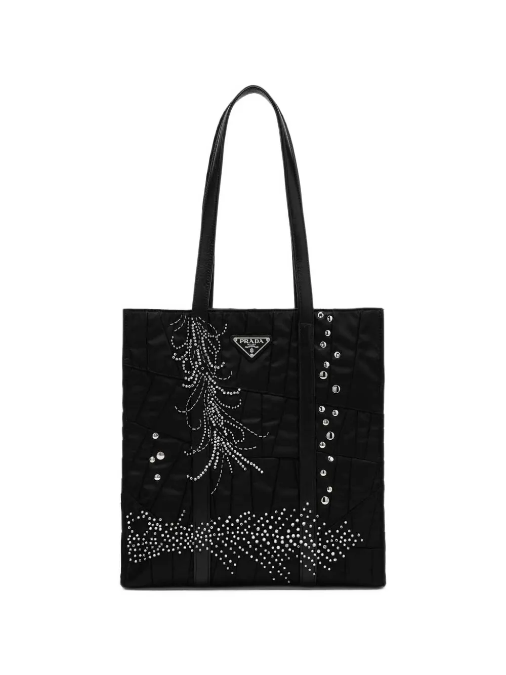 Prada crystal-embellished studded tote bag - Noir