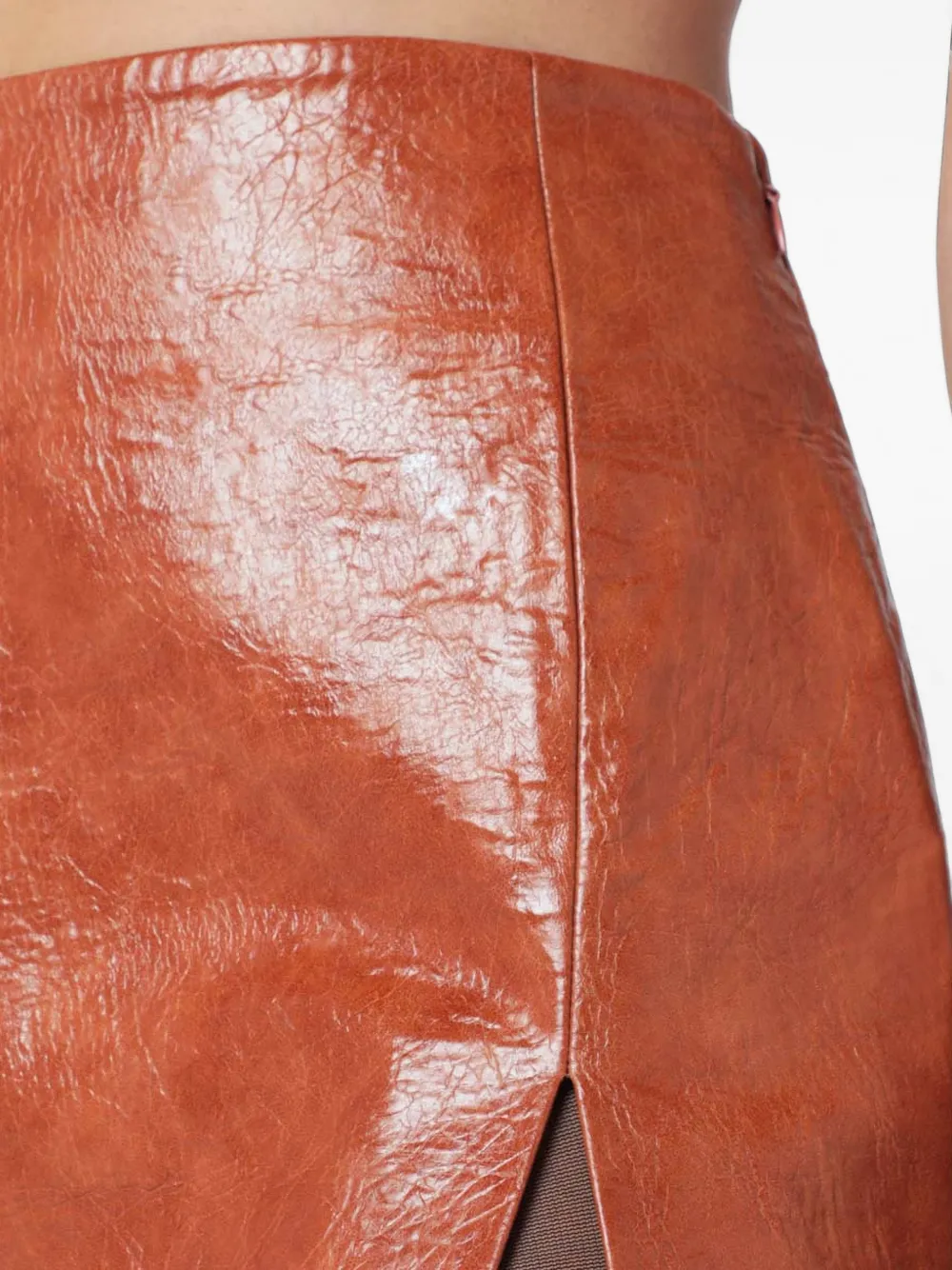 THE ANDAMANE crinkled-effect side-slit mini skirt Bruin