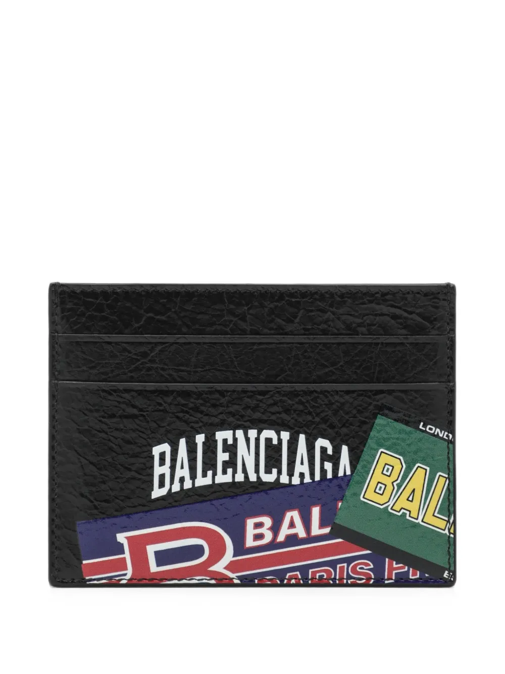 Balenciaga logo-print crinkled leather card holder