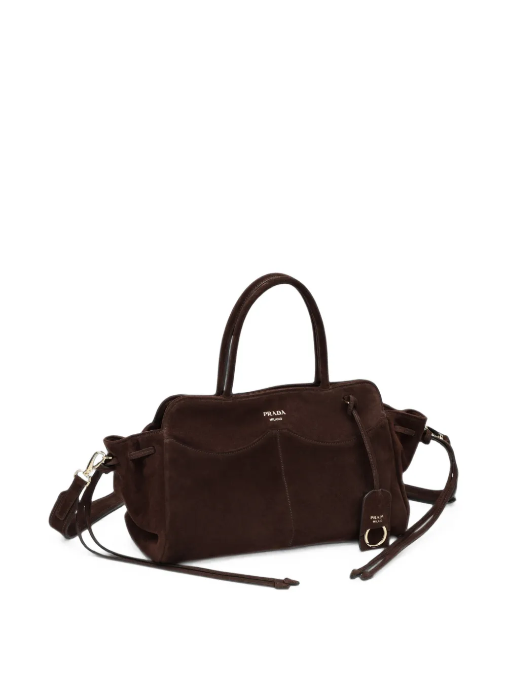 Prada Grote Allusion suède tas Bruin
