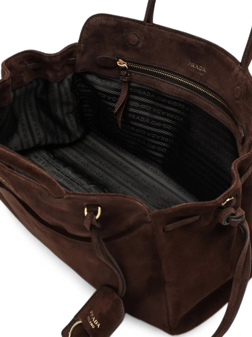 Prada Grote Allusion suède tas Bruin