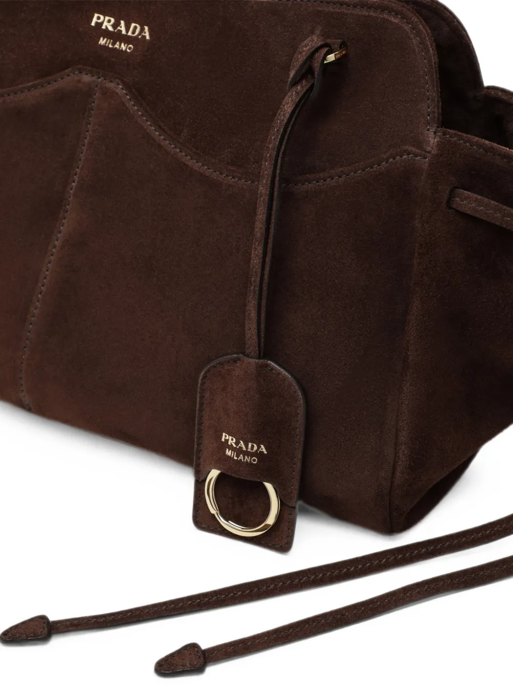 Prada Grote Allusion suède tas Bruin