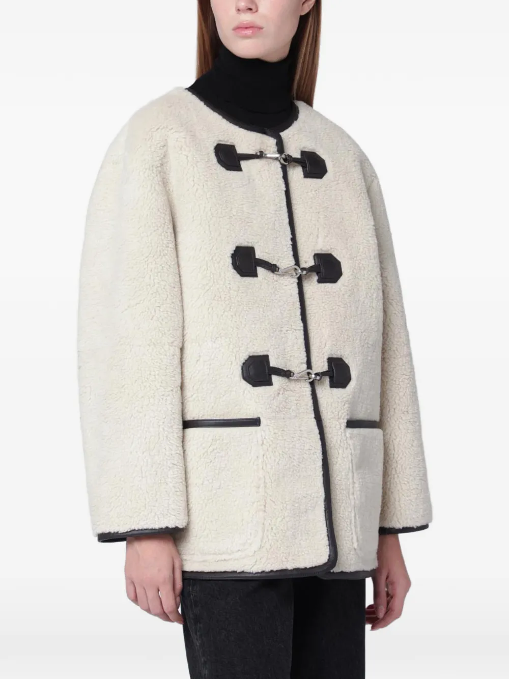 DUNST toggle-fastening fleece jacket - Bianco