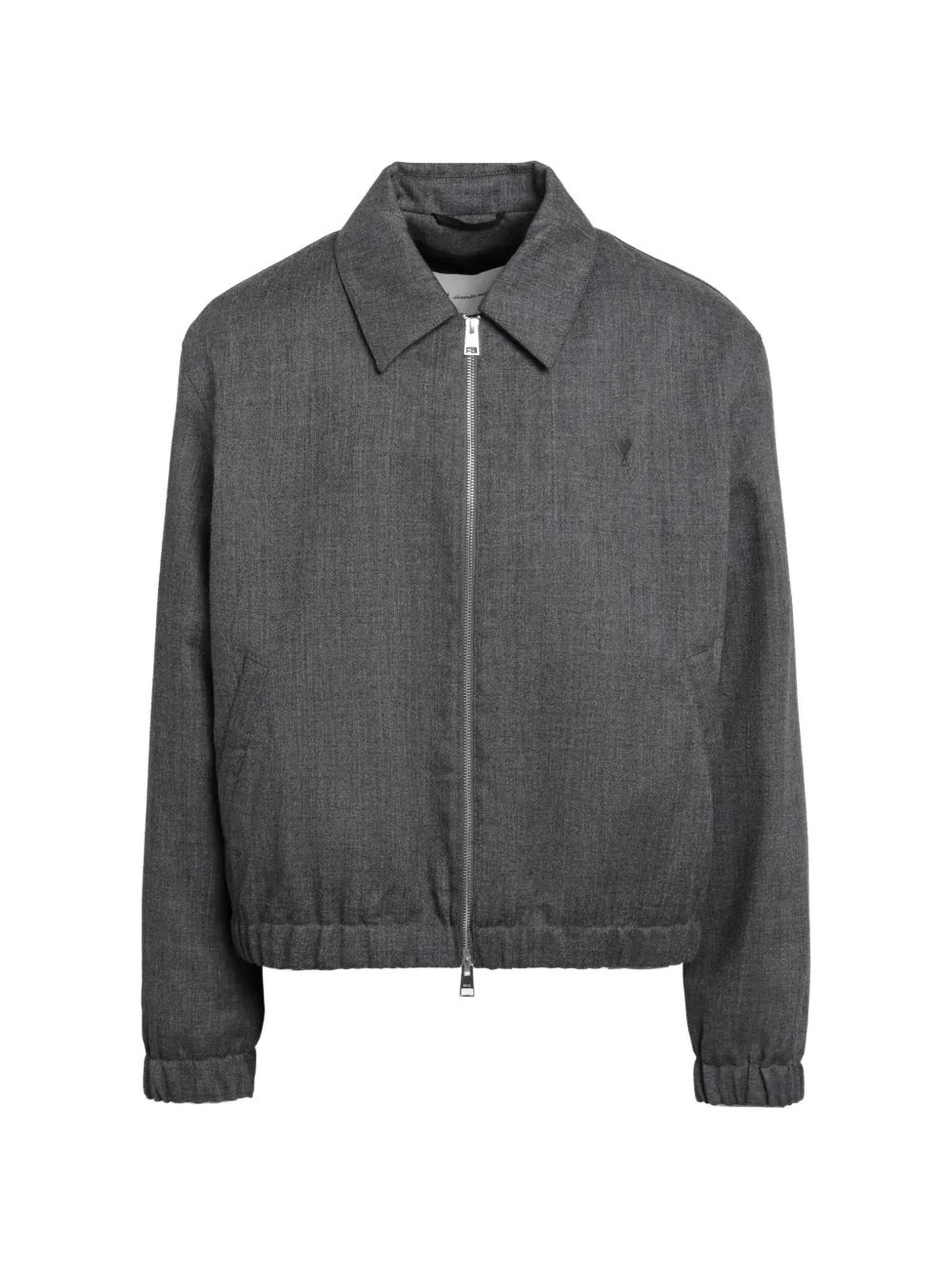 AMI Paris grey wool padded jacket with Ami de Coeur