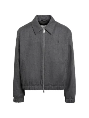 AMI Paris Ami De Coeur zip-fastening Wool Jacket | Grey | FARFETCH