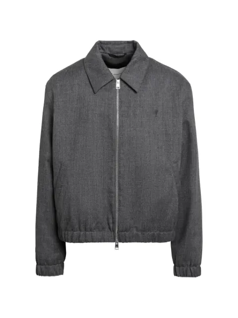 AMI Paris grey wool padded jacket with Ami de Coeur