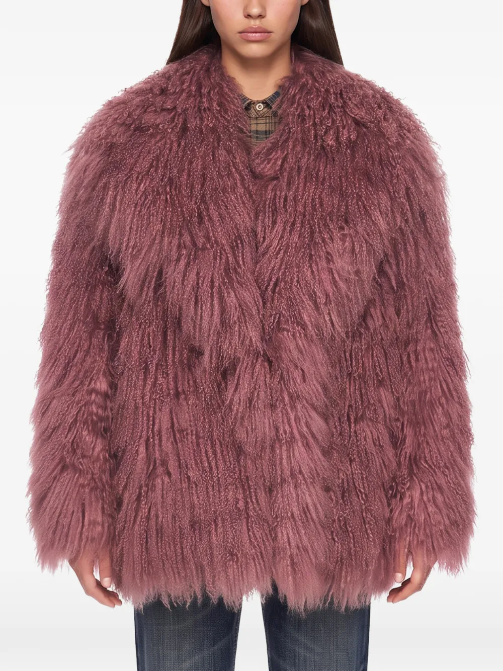 Salvatore Santoro brushed-effect shawl-lapel coat Paars