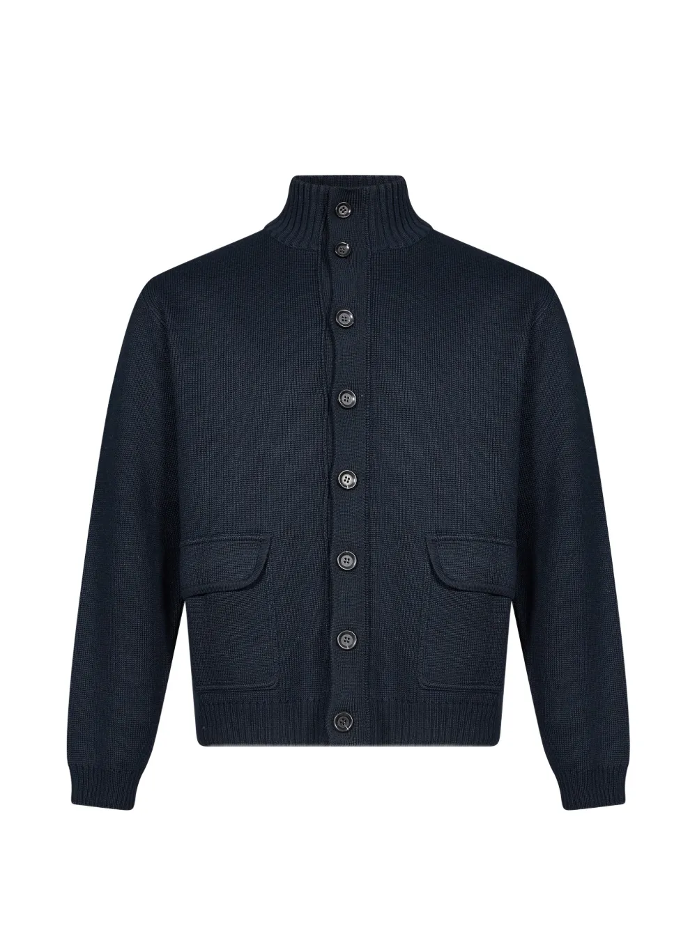 MANIFATTURE DEL NORD ribbed-knit patch-pocket cardigan - Blau