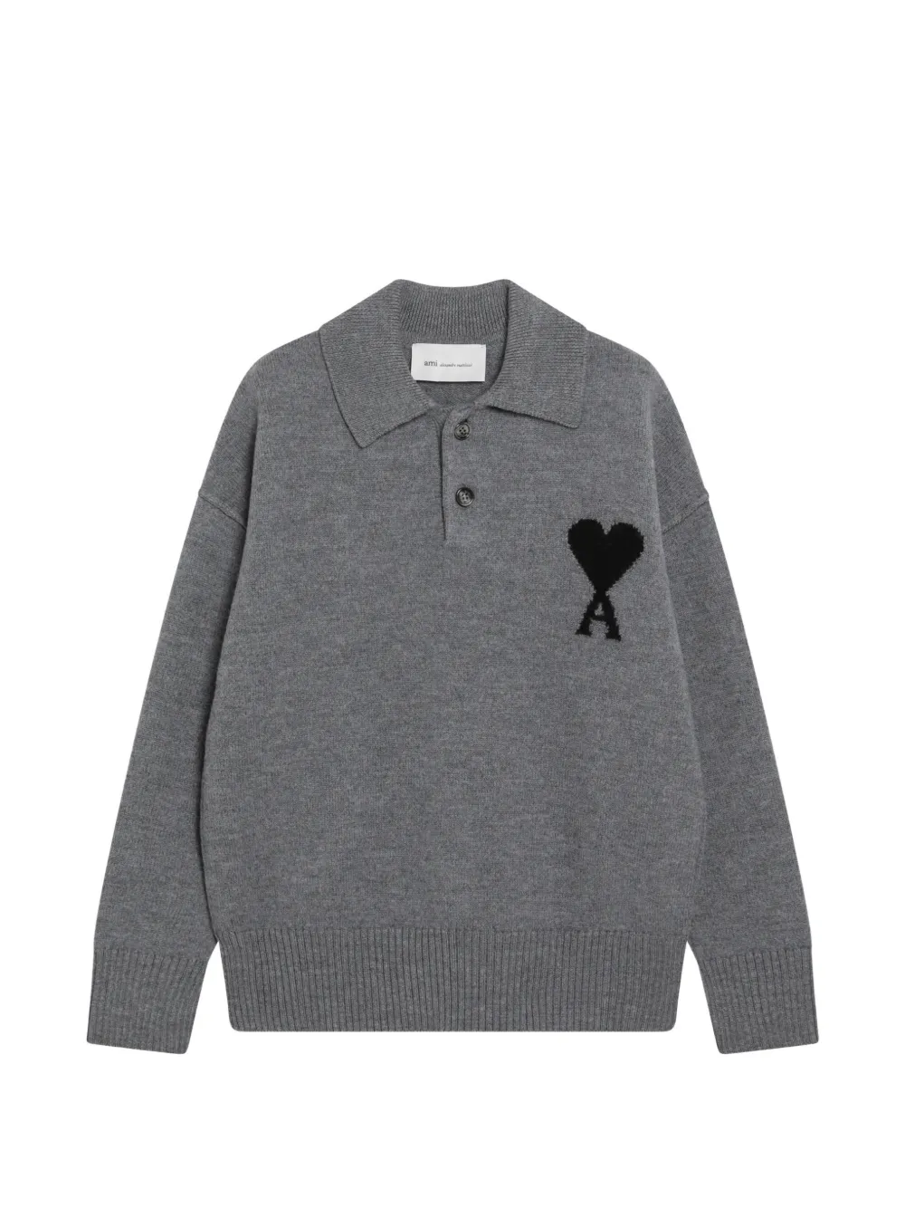 AMI Paris Ami de Coeur wool polo shirt - Grigio