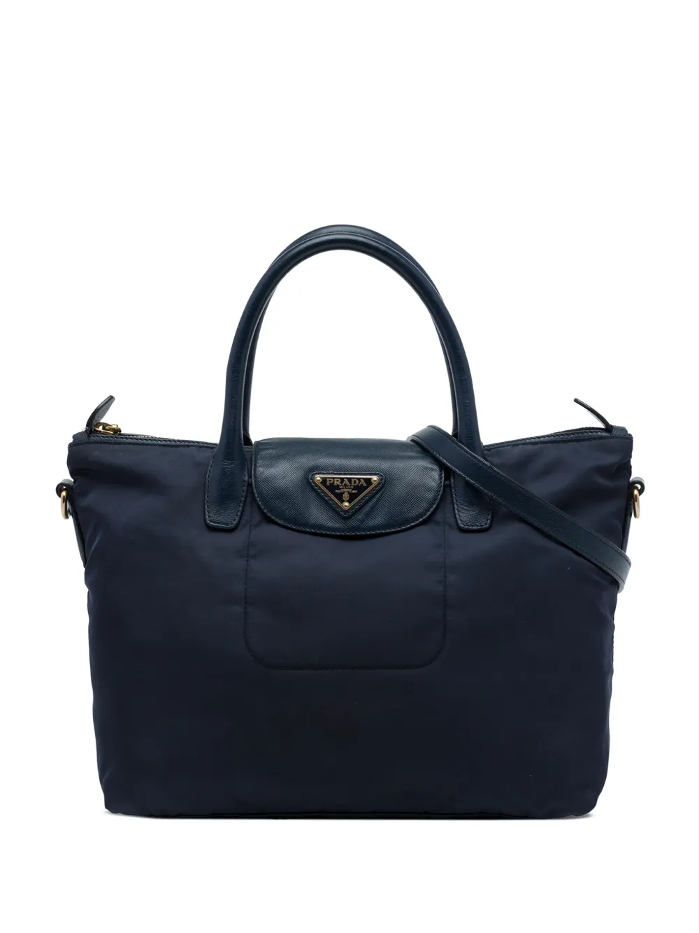 Prada Pre-Owned 2013-2026 Saffiano Trimmed Tessuto satchel - Blu