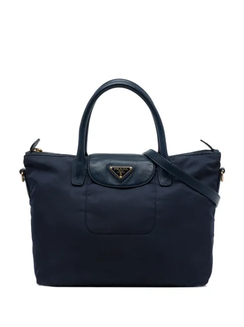 Prada Pre-Owned tote de piel saffiano y ribete de tela Tessuto 2013-2026