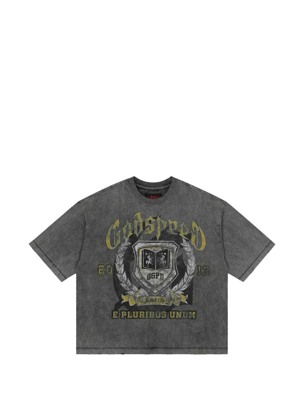 GODSPEED crest-print acid-wash T-shirt - Grigio