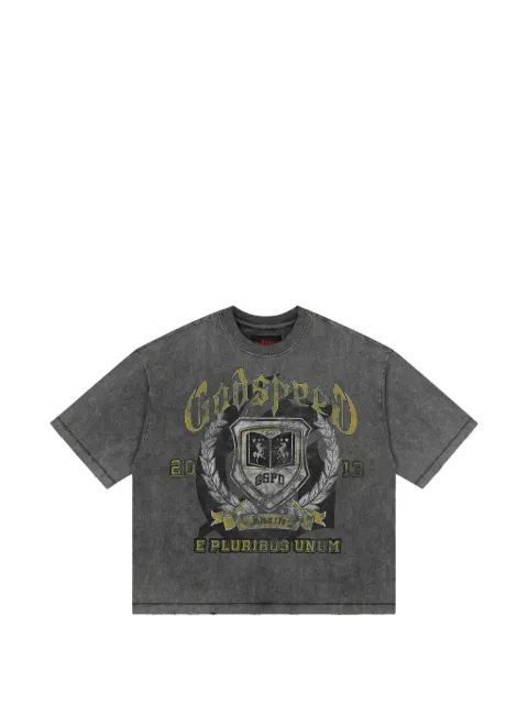 GODSPEED crest-print acid-wash T-shirt