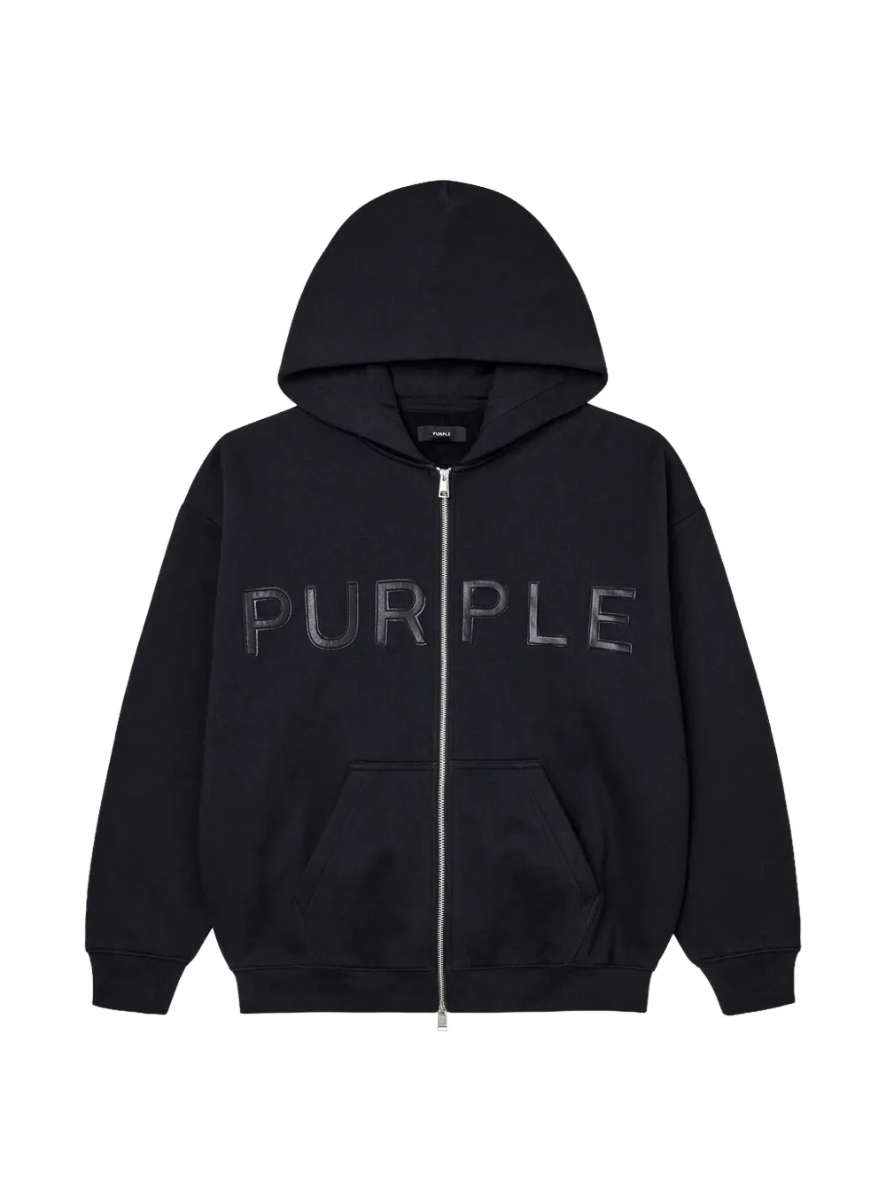 Purple Brand logo-patch zip-up hoodie - Nero