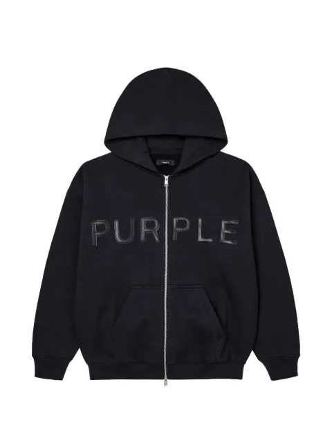 Purple Brand logo-patch zip-up hoodie