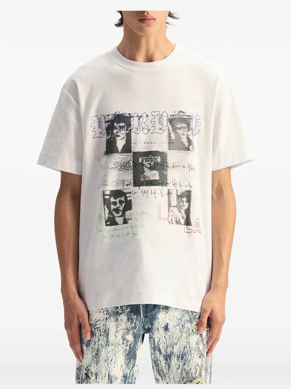 Purple Brand Portraits T-shirt met grafische print Wit