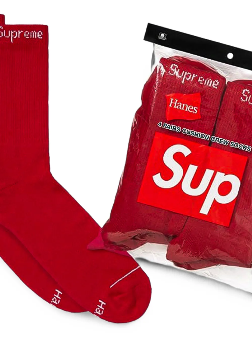 Supreme Vier paar Hanes sokken met logo-print Rood