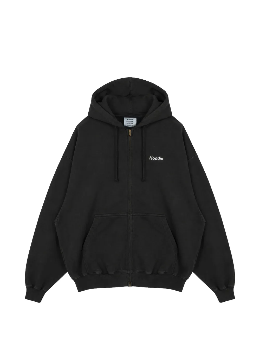 VETEMENTS embroidered zip-up hoodie - Black