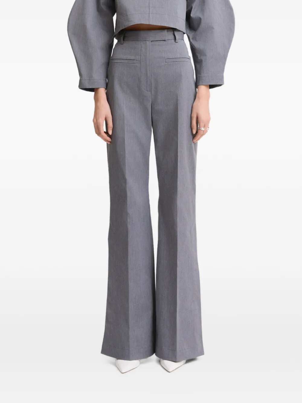 Matthew Bruch Side-slit Bell-bottom Trousers In Gray