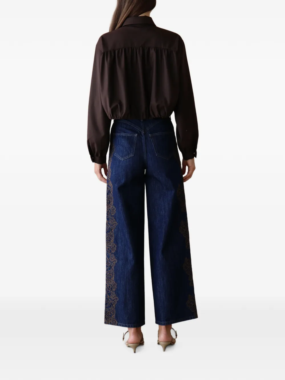 HEVRON Bree cropped jack met elastische zoom Bruin