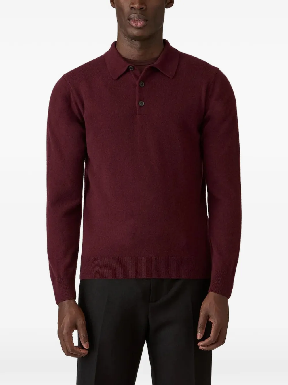 Sunspel cashmere knitted polo shirt Rood