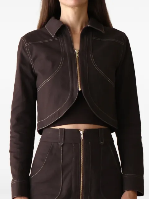 HEVRON Lucia contrast-stitch cropped jacket