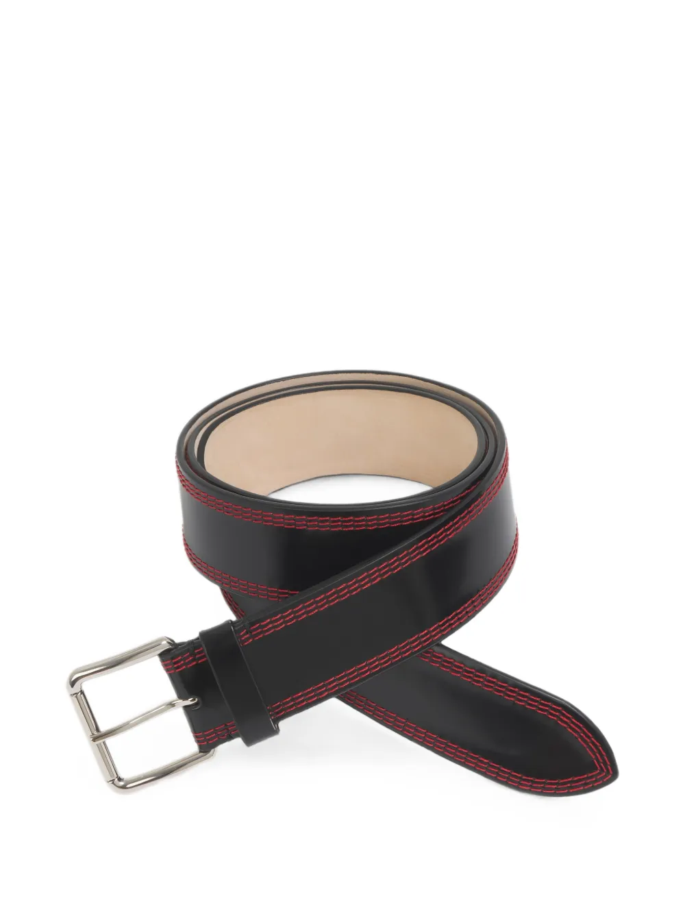 Marni Leren riem met drievoudige stiksels Zwart