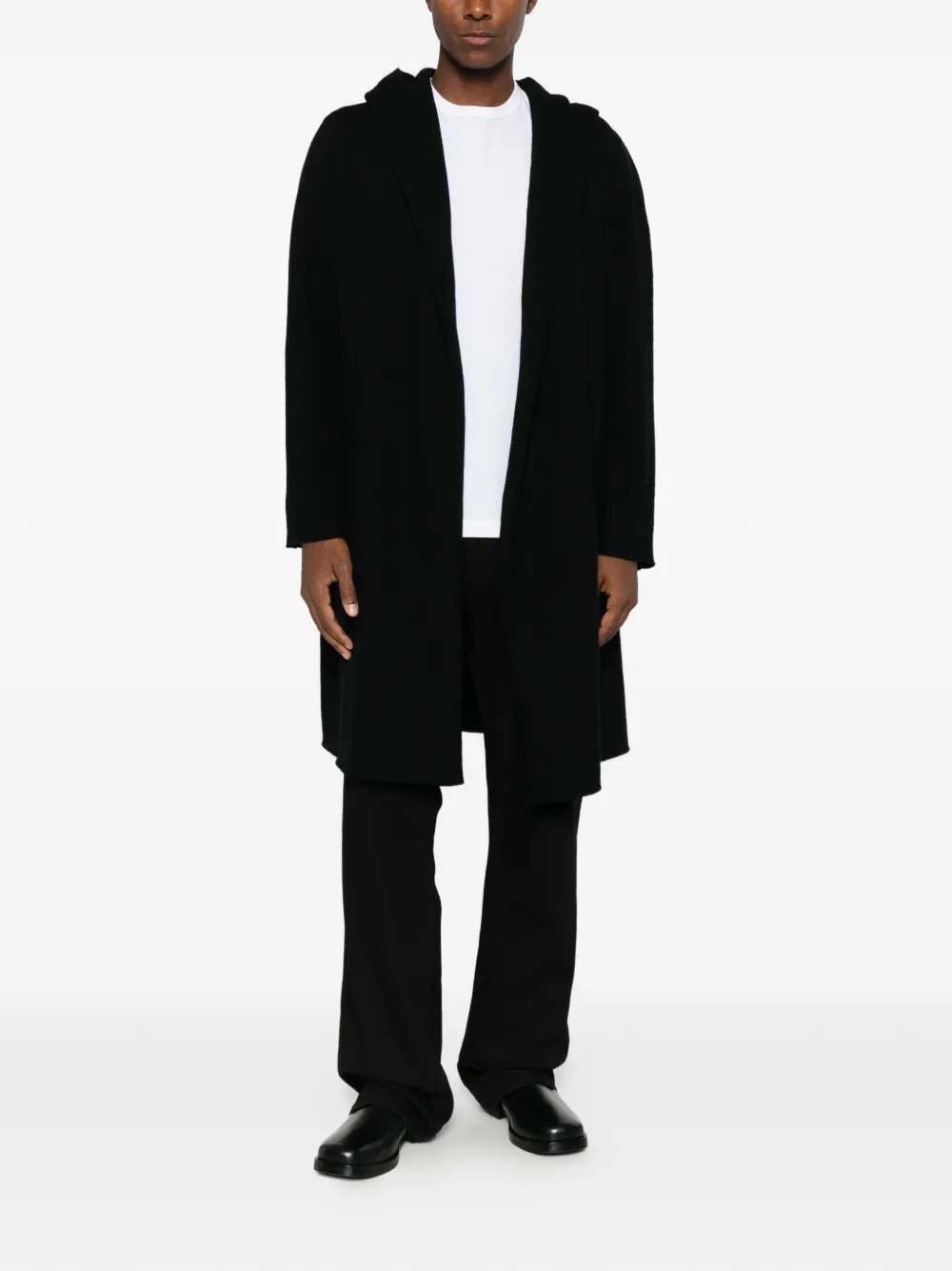 Ma+ Hooded Open-front Cardigan In Black