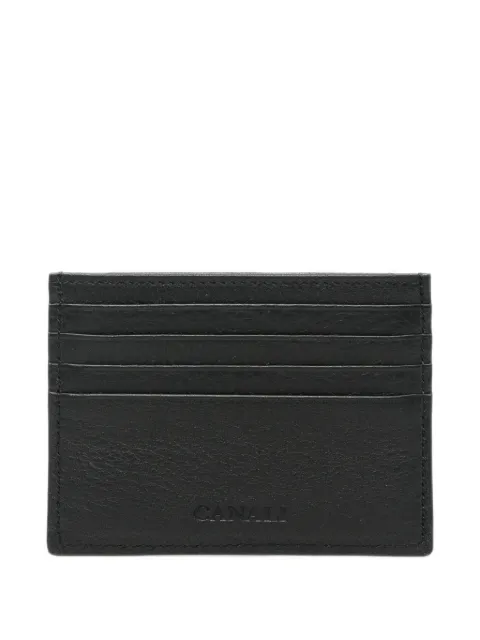 Canali logo-debossed leather cardholder