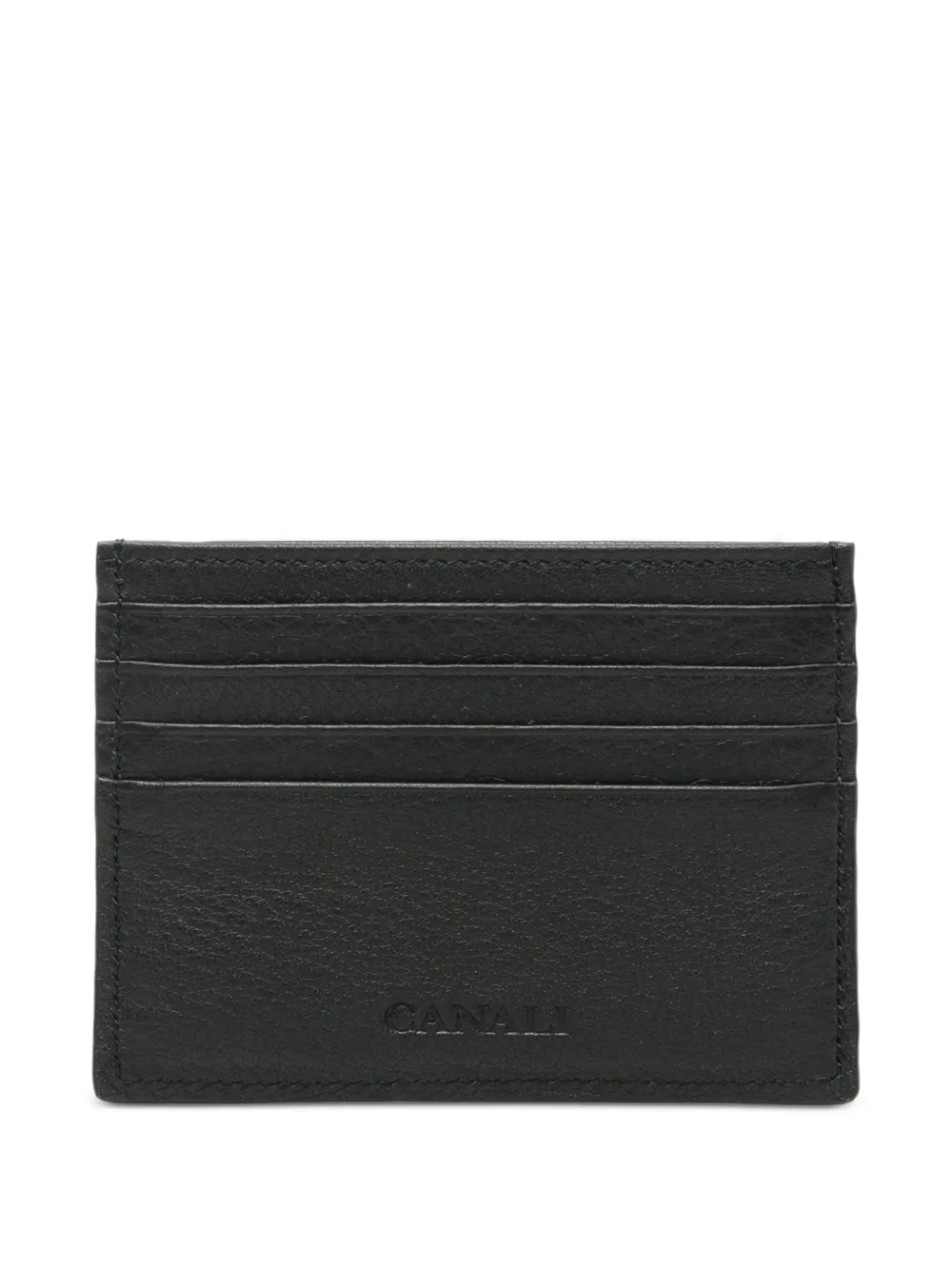 Canali logo-debossed leather cardholder – Black