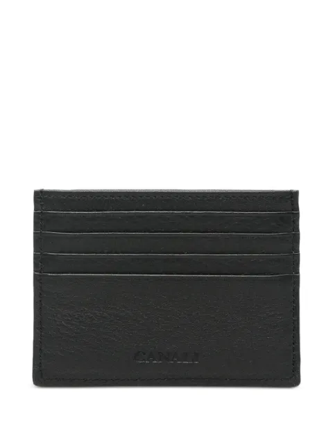 Canali logo-debossed leather cardholder
