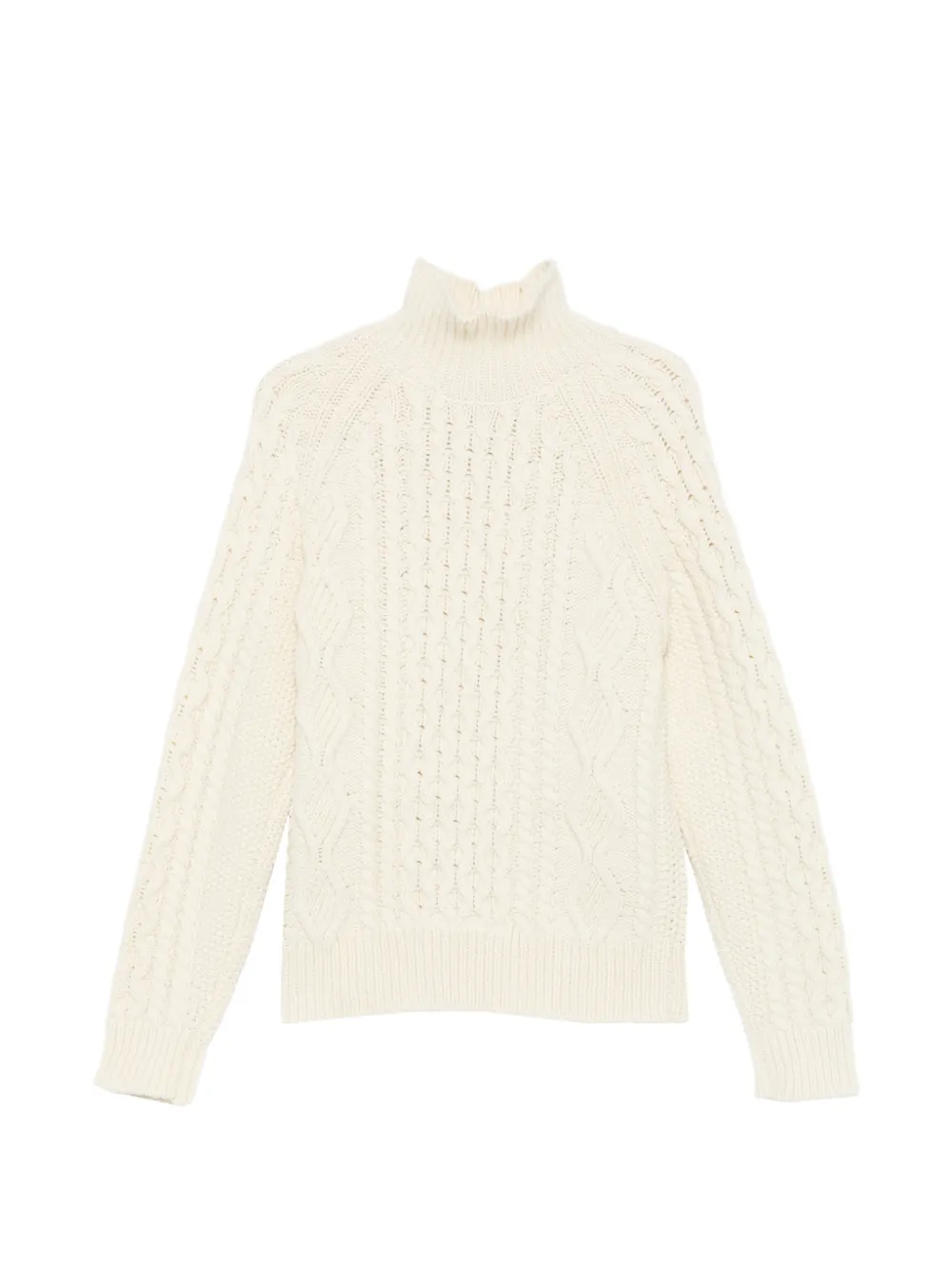 Baracuta pull Aran à col montant - Blanc