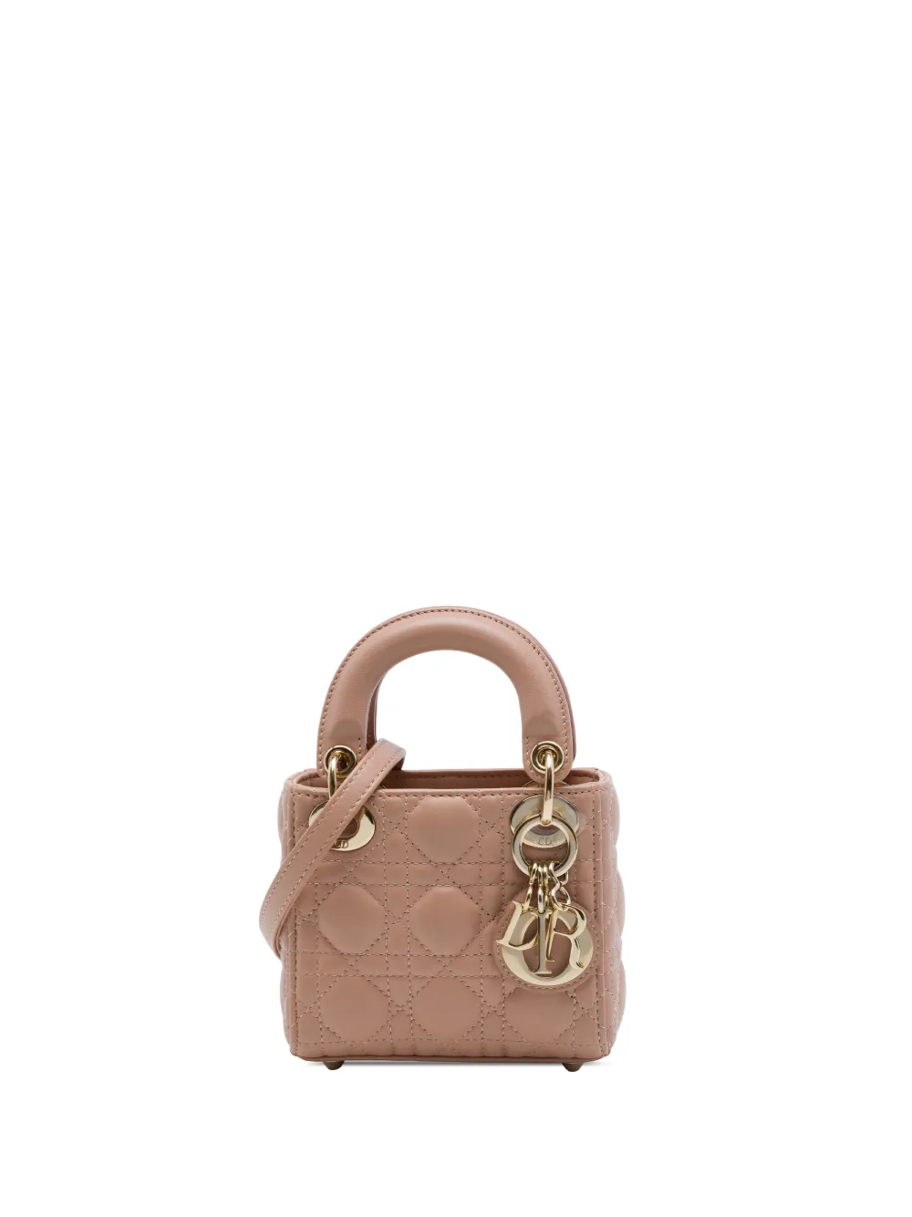 Christian Dior Pre-Owned 2022 Micro Lambskin Cannage Lady Dior satchel - Brown
