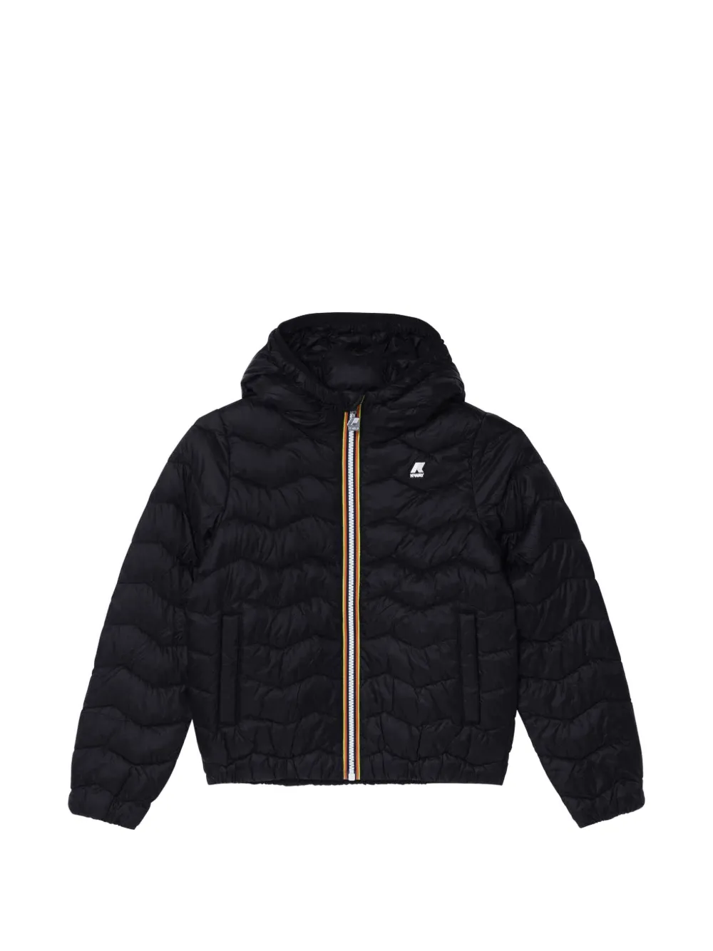 K Way Kids quilted hooded jacket - Nero