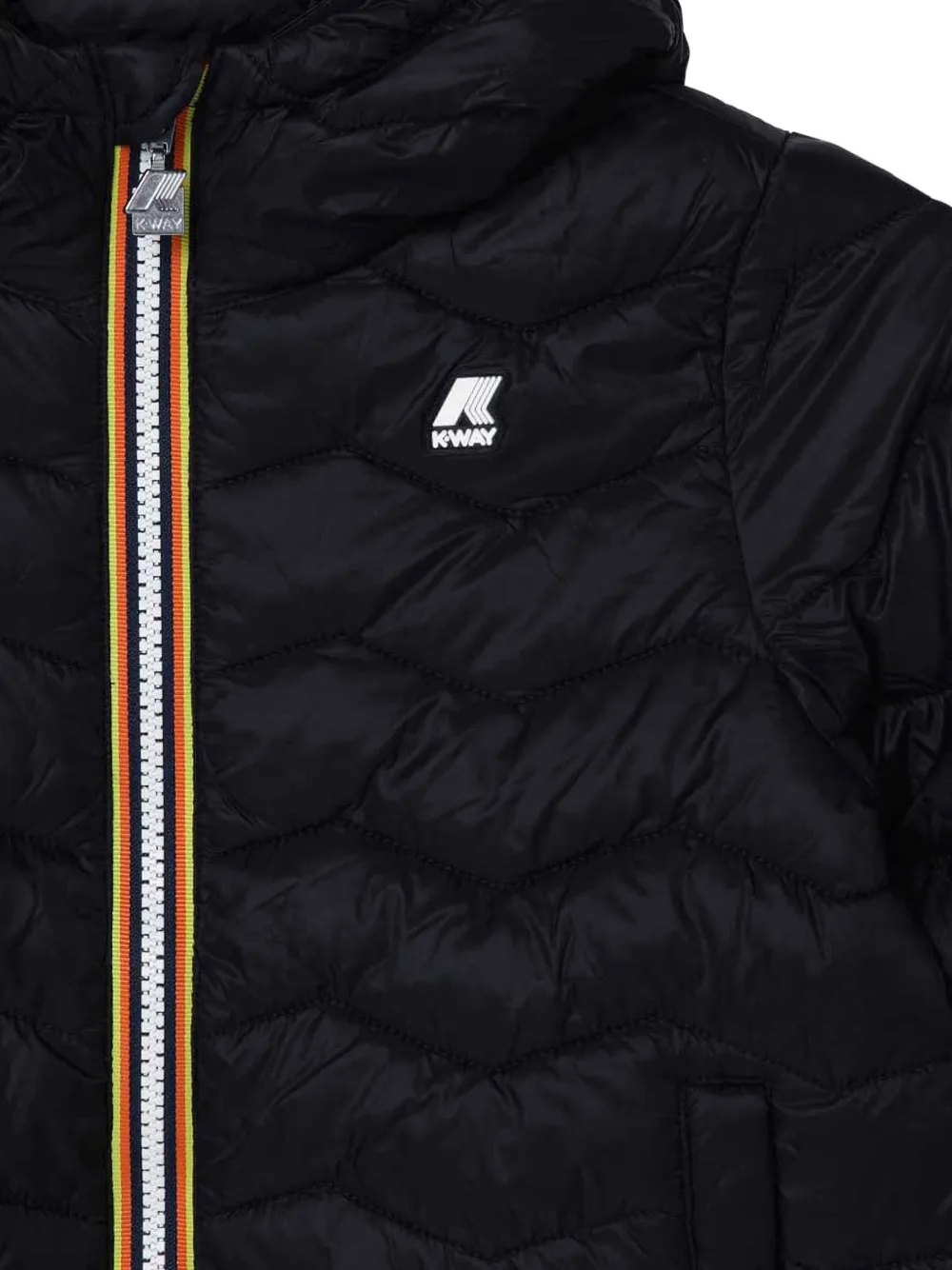 K Way Kids quilted hooded jacket Zwart