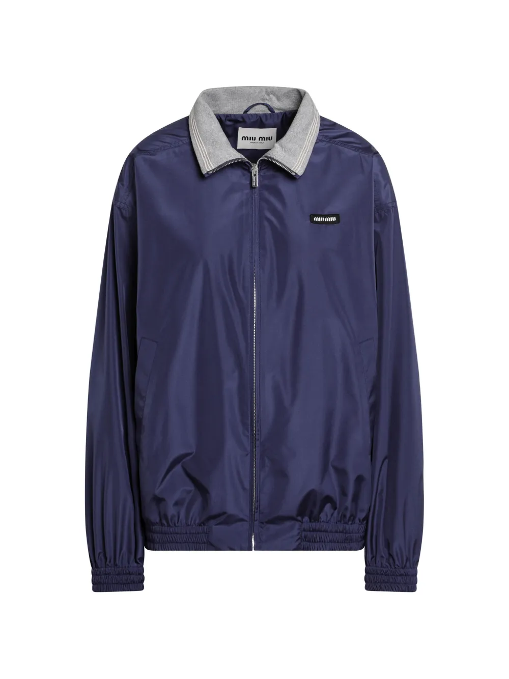 Miu Miu logo-patch zip-up jacket - Blu