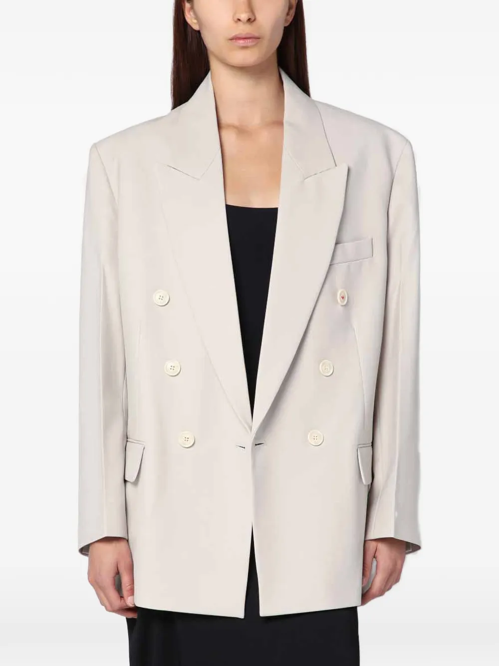 Victoria Beckham double-breasted peak-lapel blazer - Toni neutri