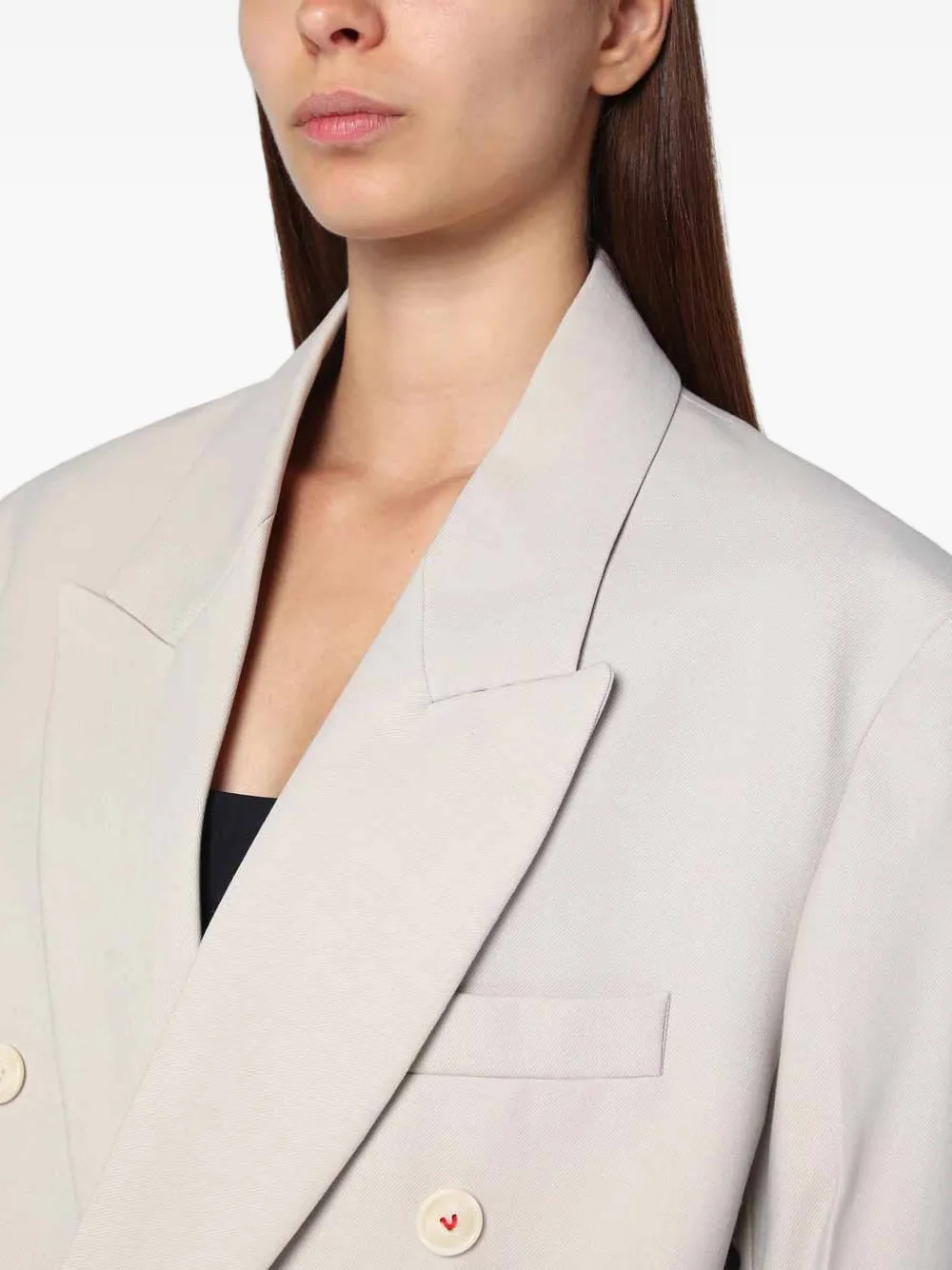 Victoria Beckham double-breasted peak-lapel blazer Beige