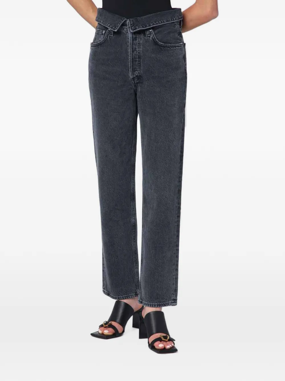 Agolde Echo Fold-over Straight-leg Jeans In Multi