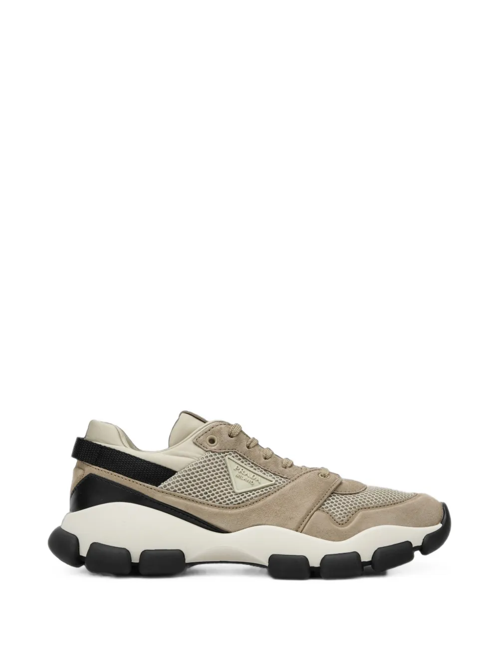 Prada mesh fabric and suede sneakers - Tons neutres