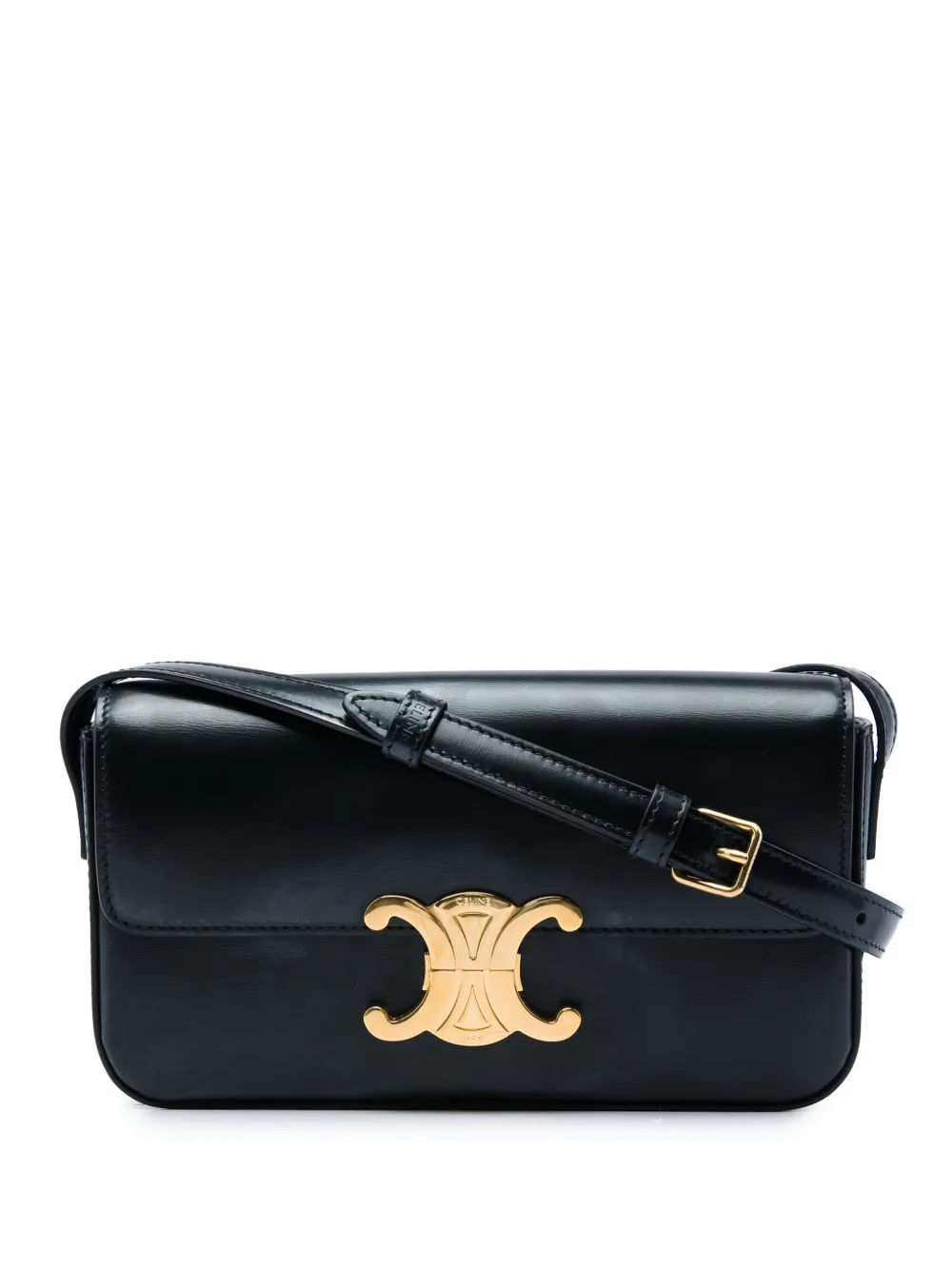 Celine Pre-Owned 2021 glänzende Triomphe Claude Schultertasche aus Kalbsleder - Schwarz