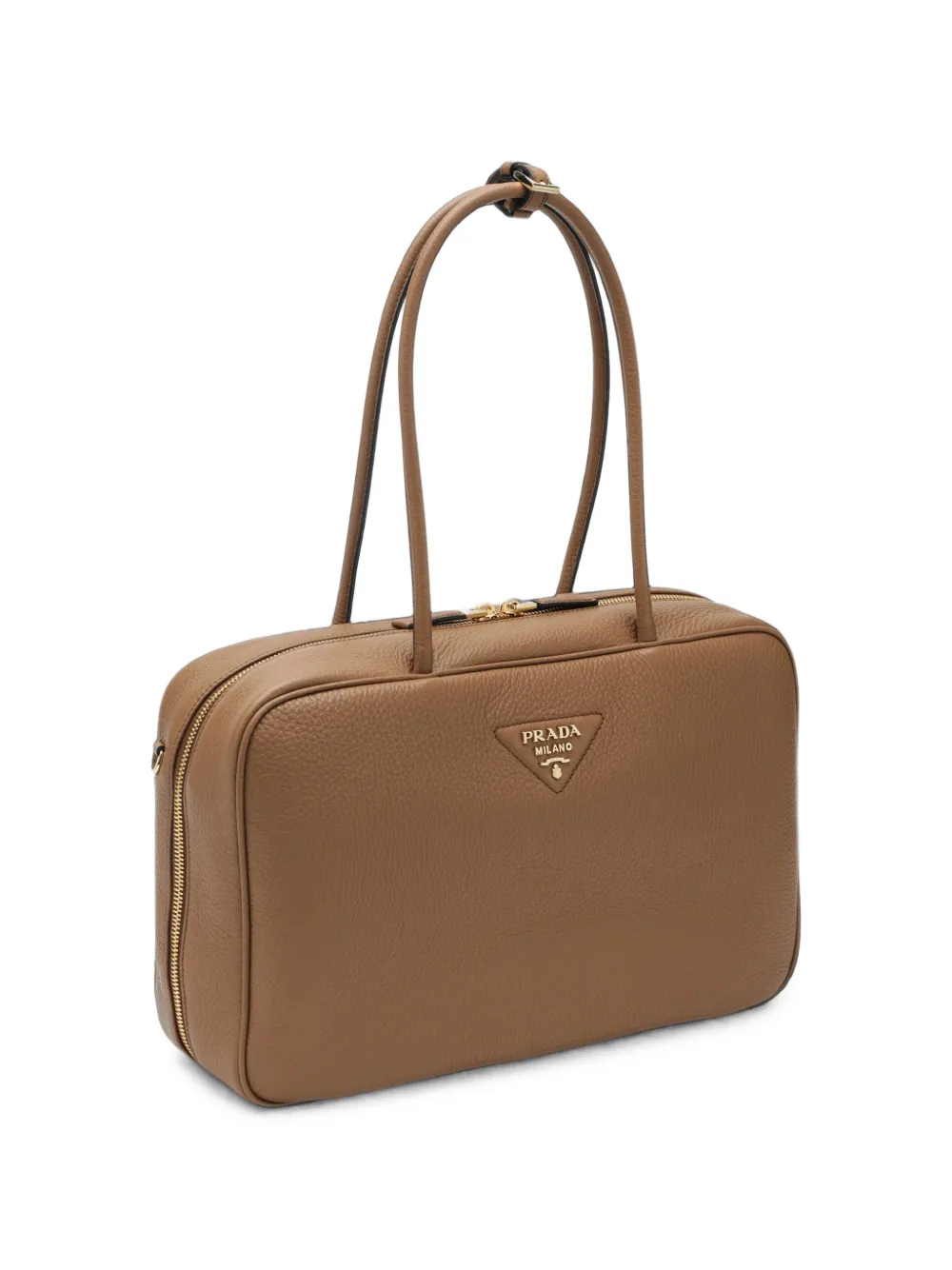 Prada Schoudertas met logoplakkaat Bruin