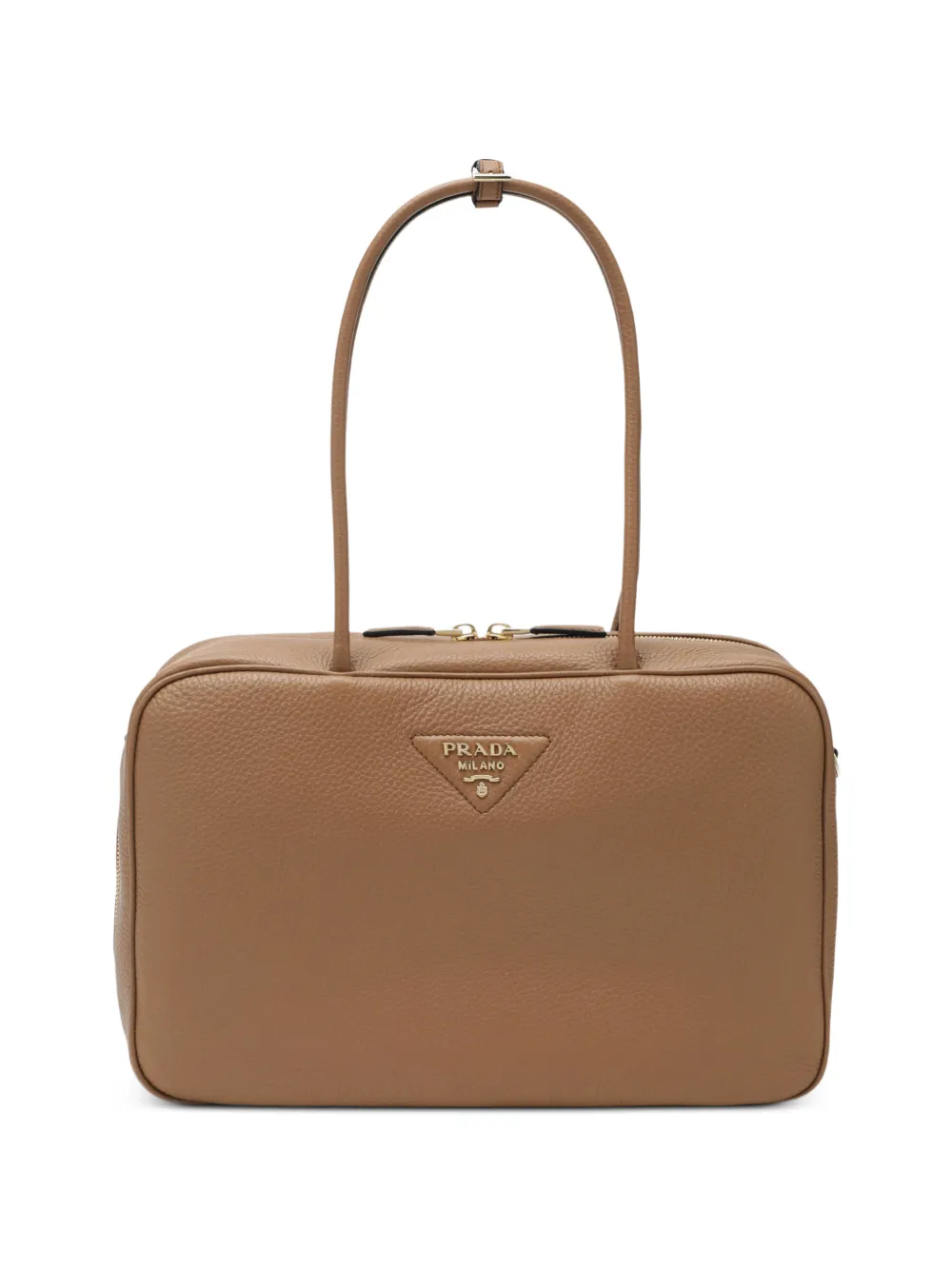 Prada logo-plaque shoulder bag - Marrone