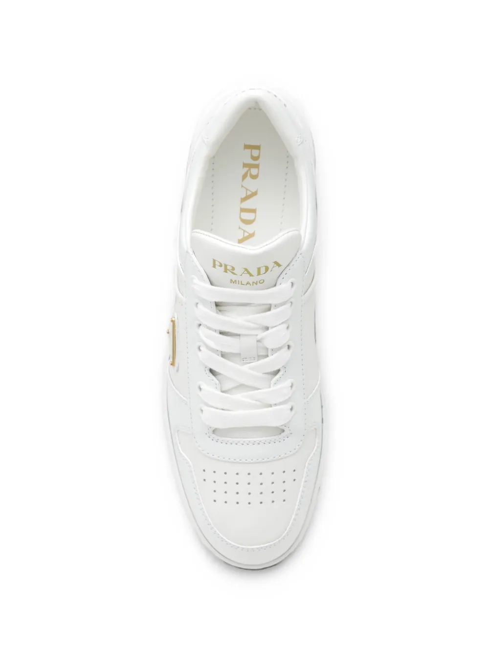 Prada logo-plaque flatform sneakers Wit