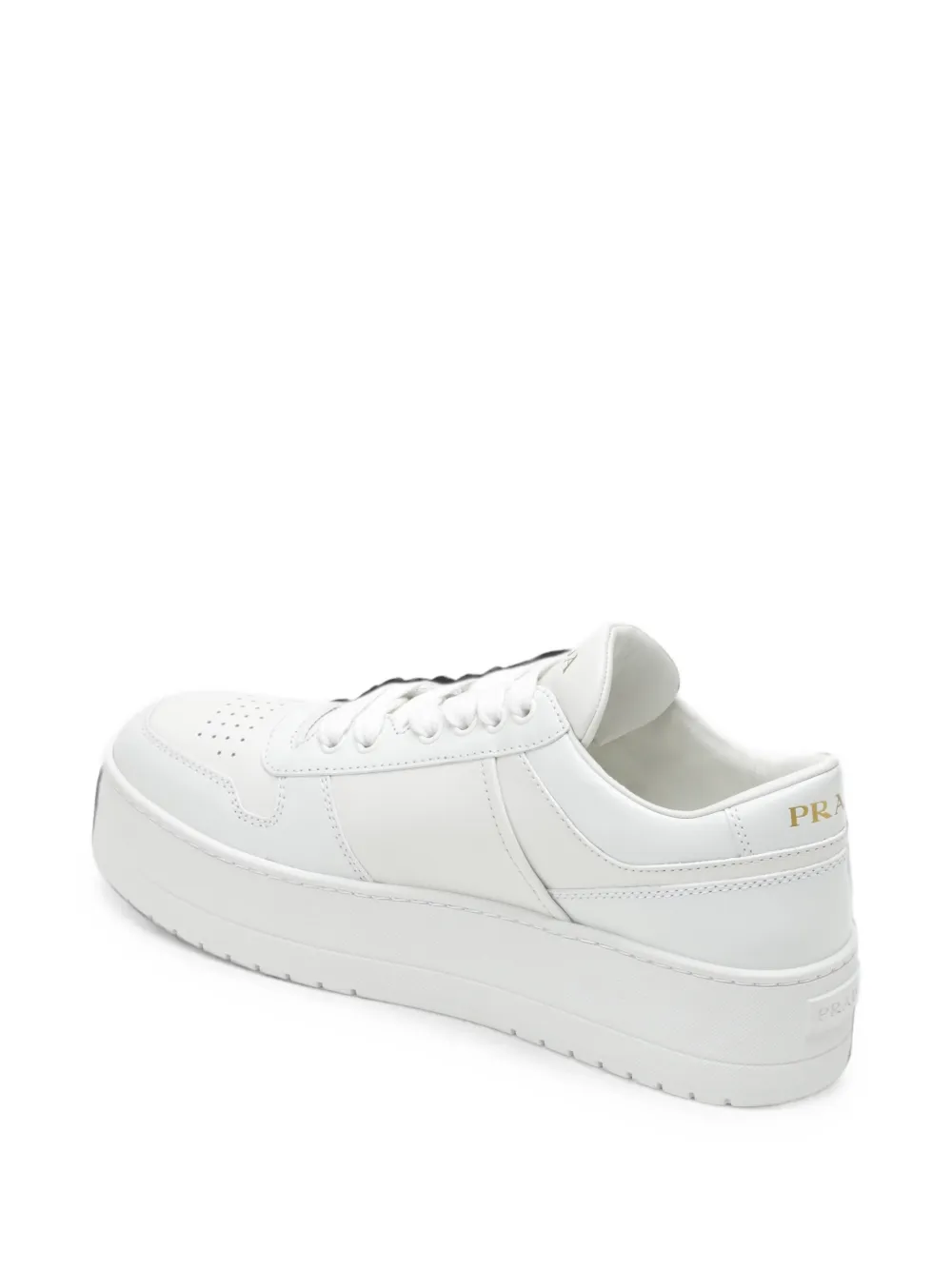 Prada logo-plaque flatform sneakers Wit